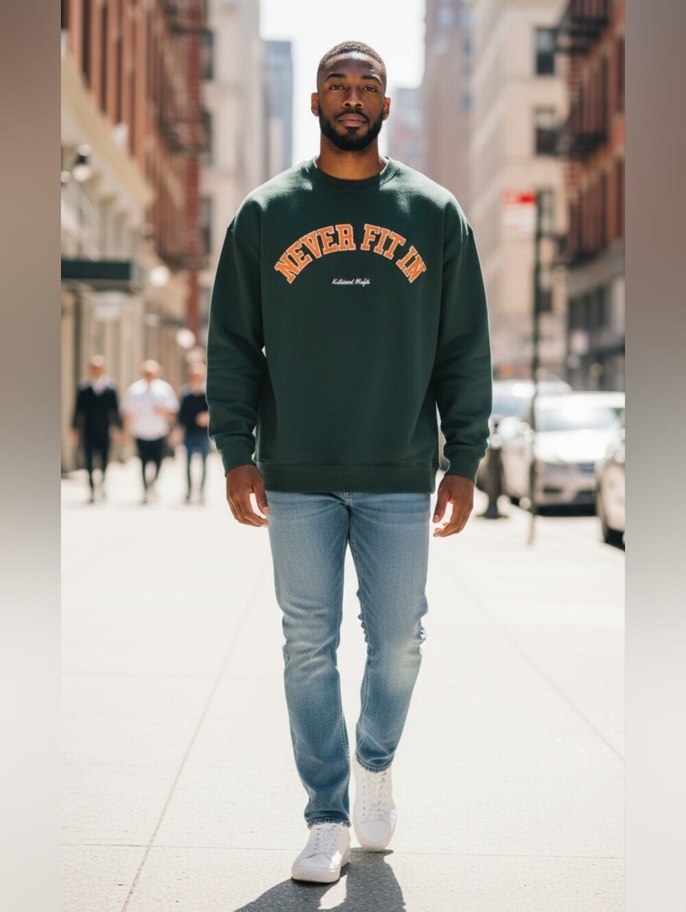 Never Fit In Long Sleeve Crewneck Sweatshirt - Dark Green Men's X-Large